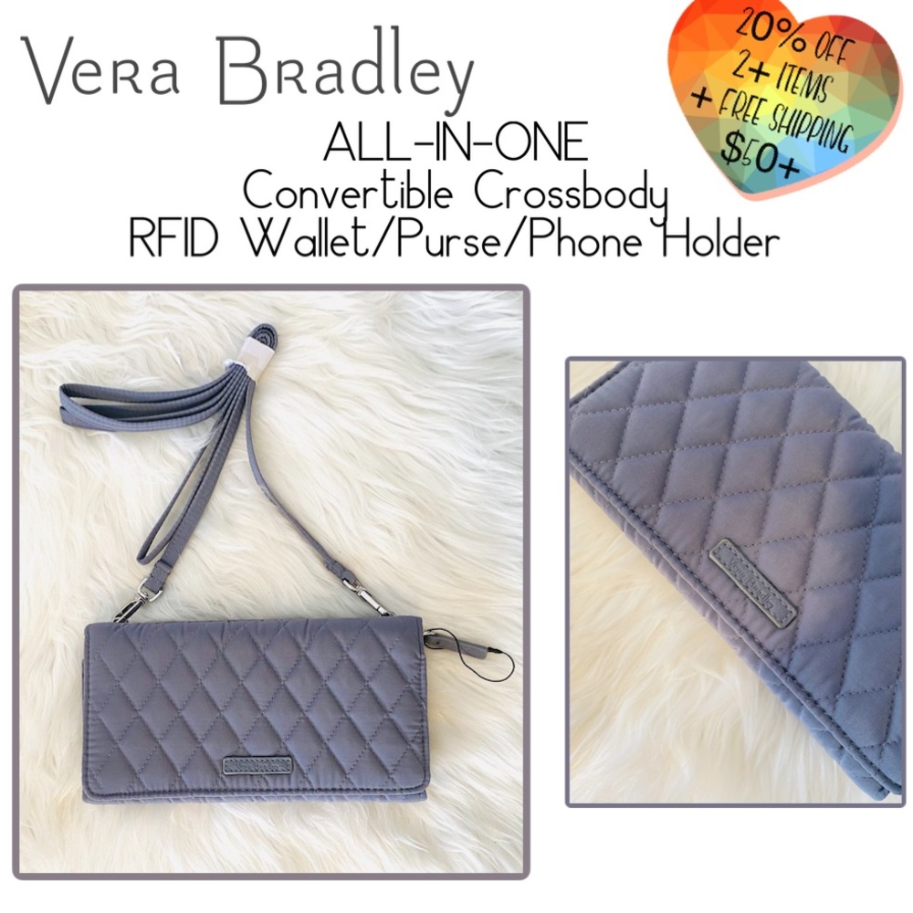 VERA BRADLEY RFID All In One Crossbody Carbon Gray